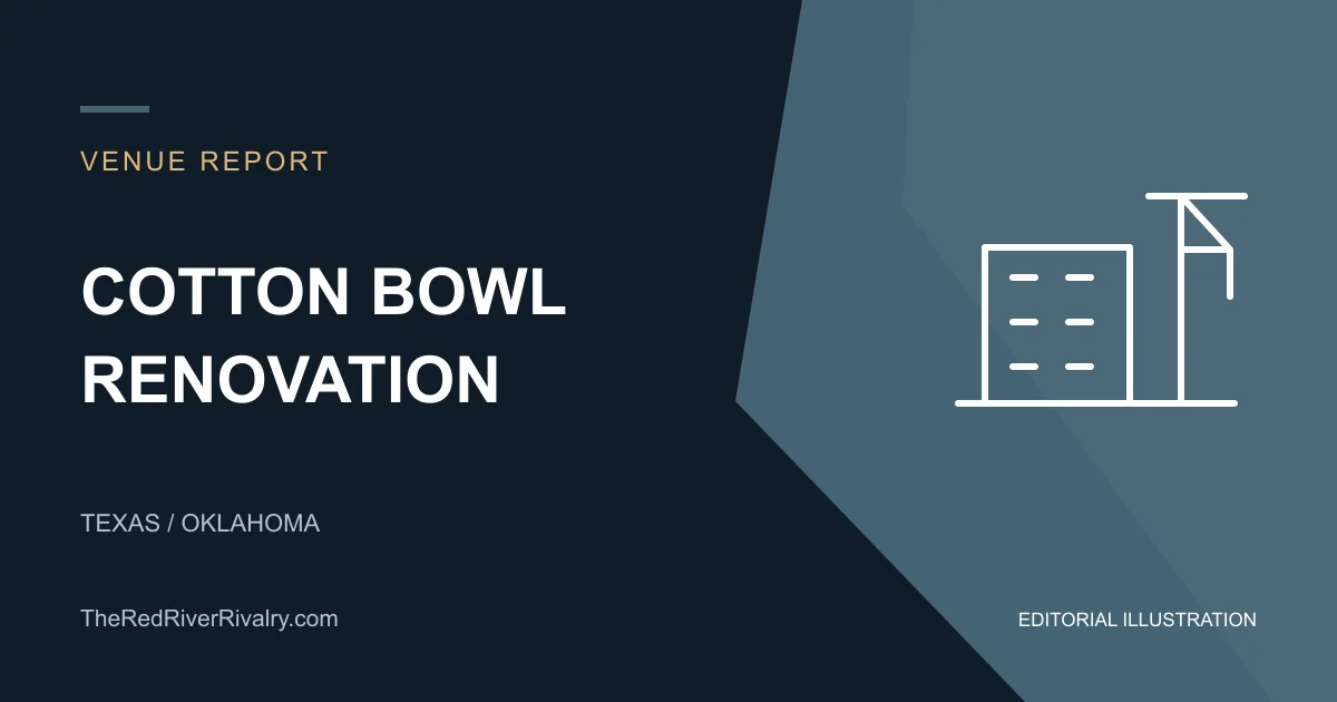 Editorial construction illustration for Cotton Bowl renovation coverage.