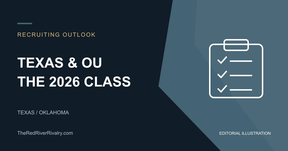 Editorial recruiting checklist illustration for the Texas and Oklahoma 2026 classes.